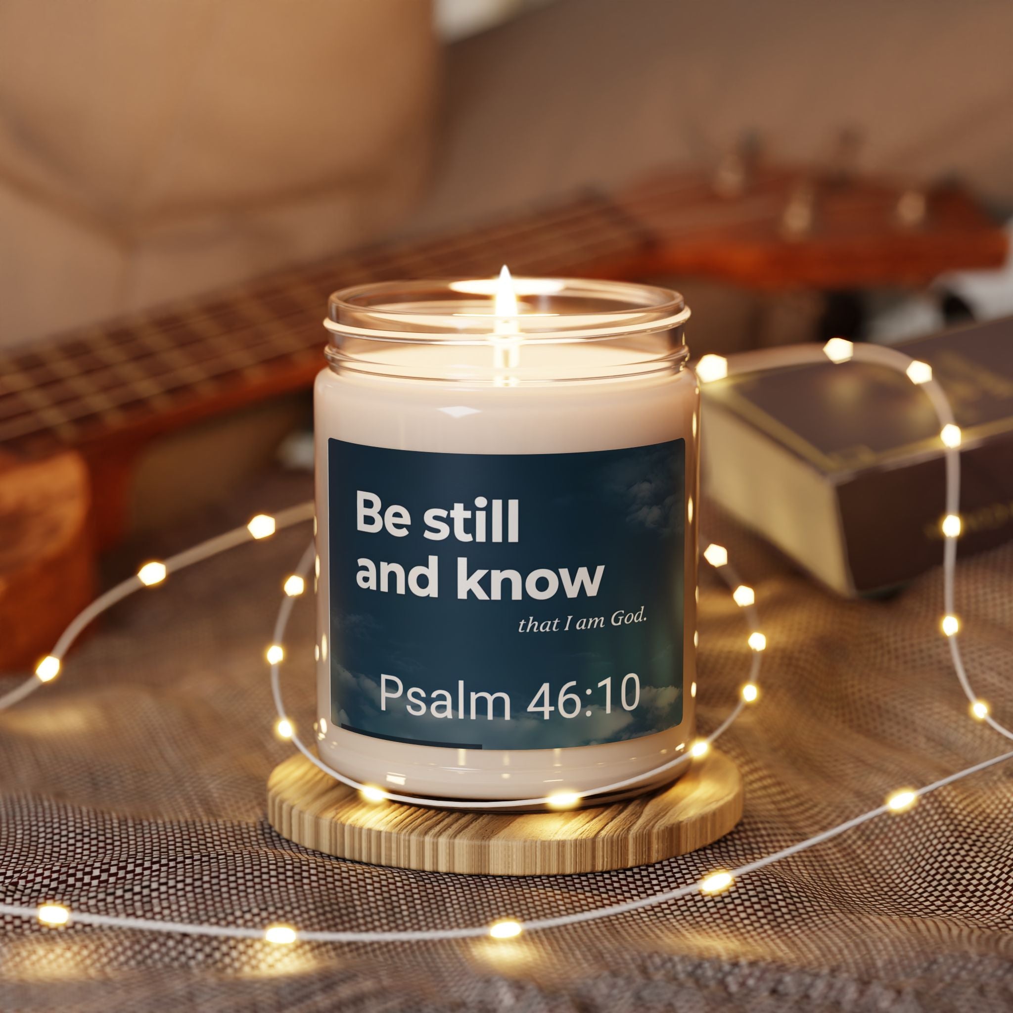 Inspirational Scented Candle, Relaxation Gift, Psalm 46:10 Candle, Mindfulness Decor, Spiritual Home Fragrance