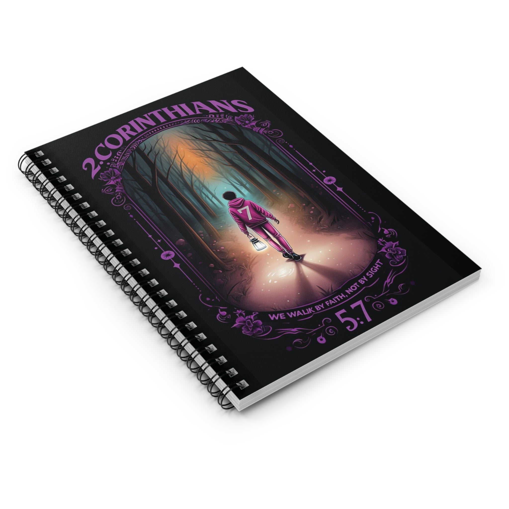 Lantern Forest Spiral Journal Notebook — 2 Corinthians Verse Journal for Prayer & Sermon Notes