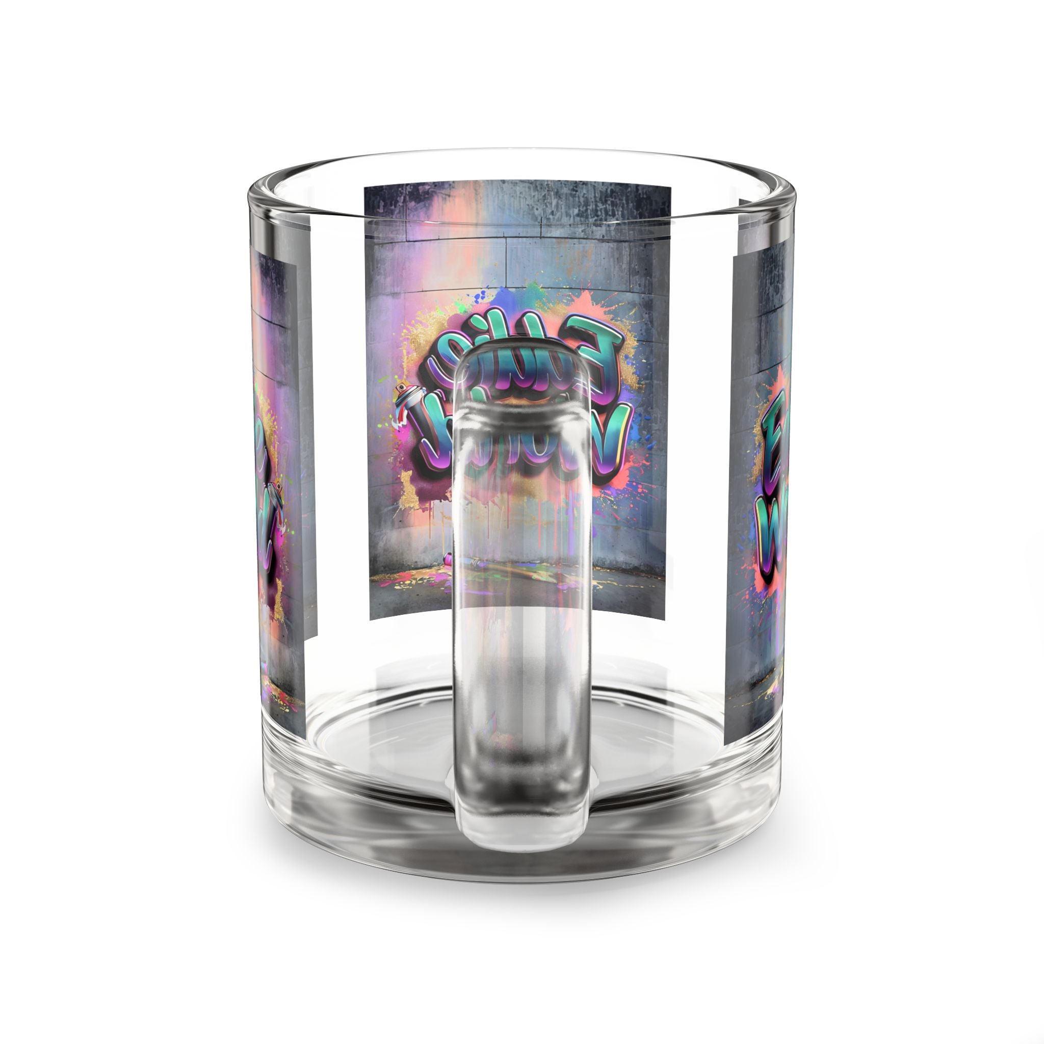 Glass Mug,Eddie World Splash Painted With Imagination,