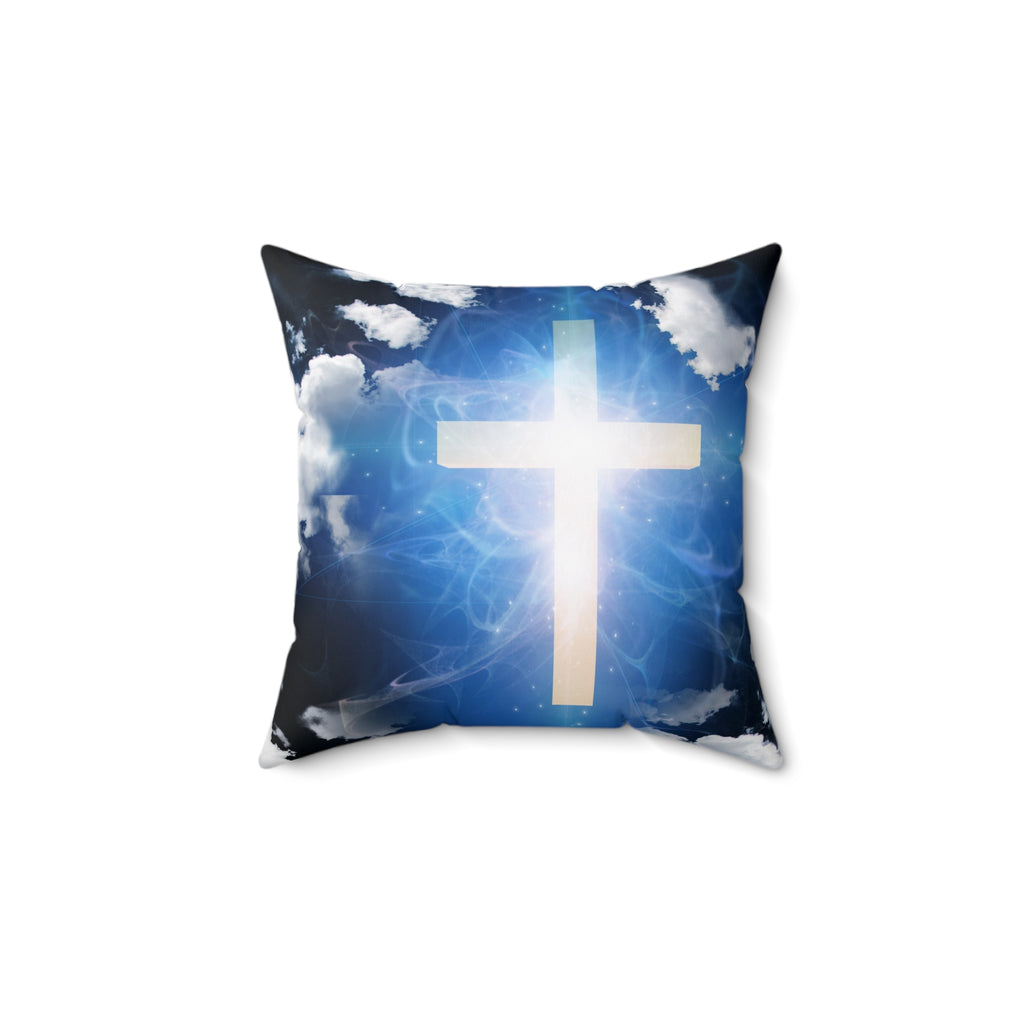 Square Pillow - Sky with Cross Inspirational Feeling