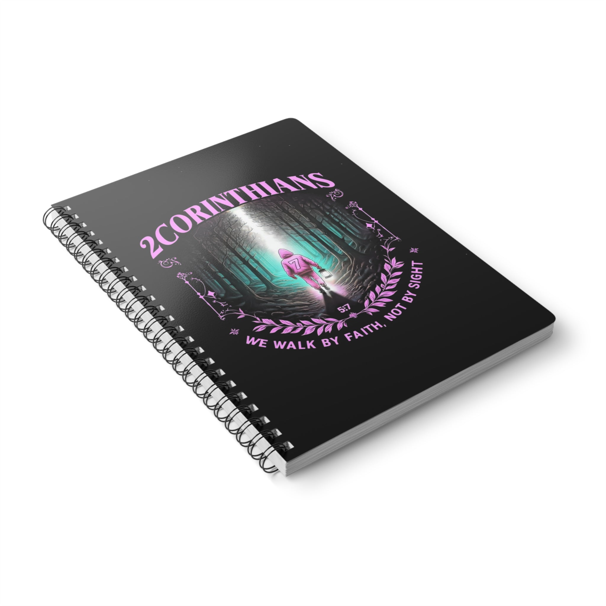 Journal Wirobound Softcover Notebook, A5, 2 Corinthians 5:7 journal, Faith Journal, Bible Verse Notebook, Christian Planner, Inspirational