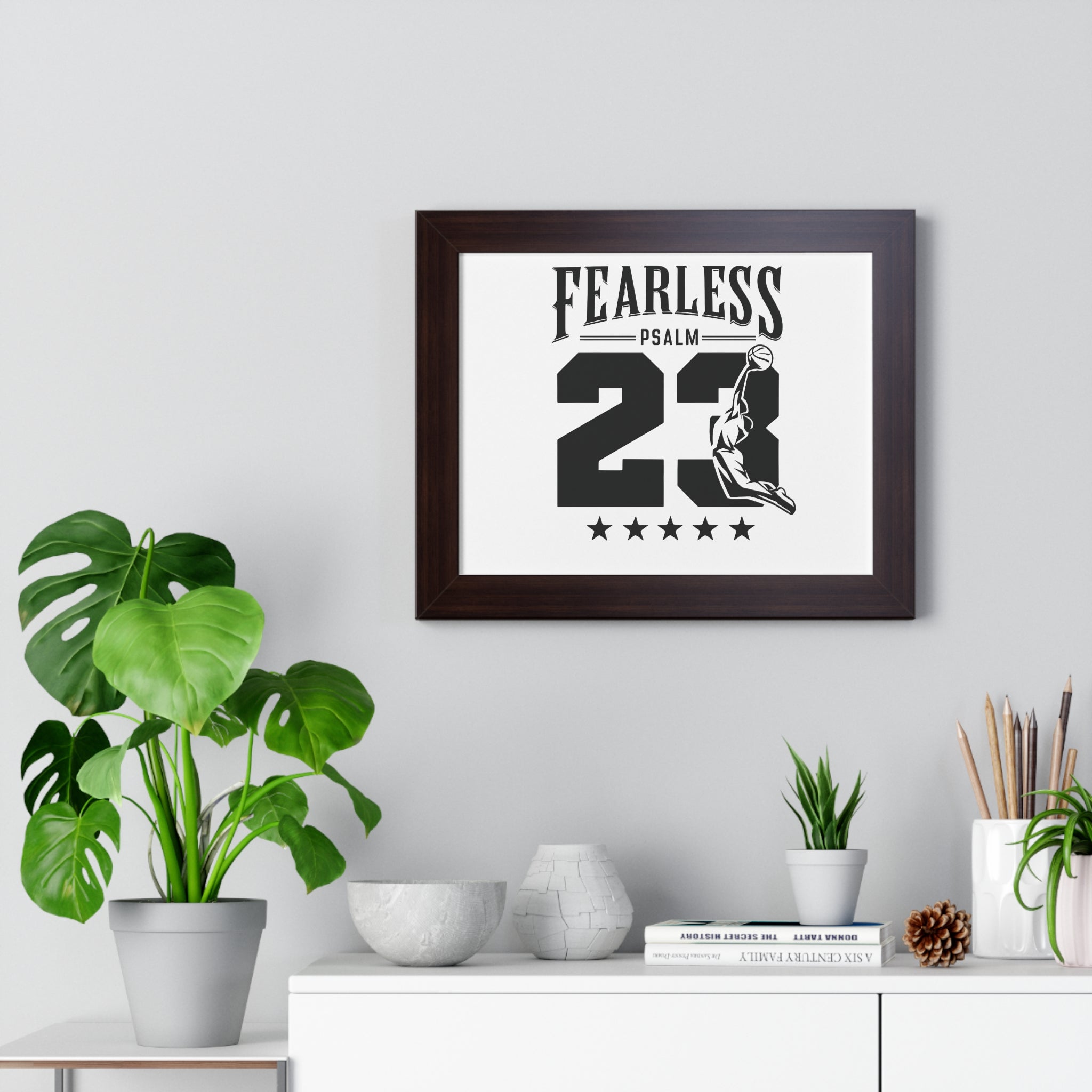 Fearless Psalm 23 Framed Poster — Inspirational Sports Wall Art