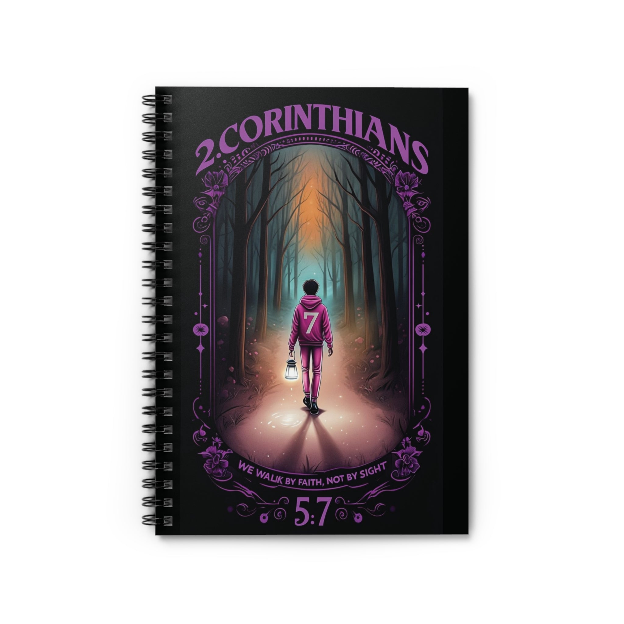 Lantern Forest Spiral Journal Notebook — 2 Corinthians Verse Journal for Prayer & Sermon Notes
