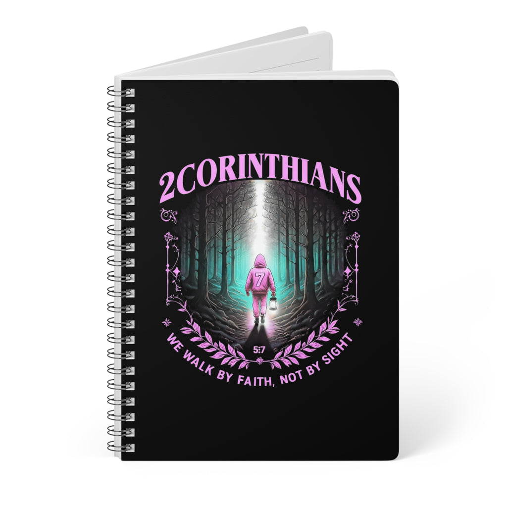 Journal Wirobound Softcover Notebook, A5, 2 Corinthians 5:7 journal, Faith Journal, Bible Verse Notebook, Christian Planner, Inspirational