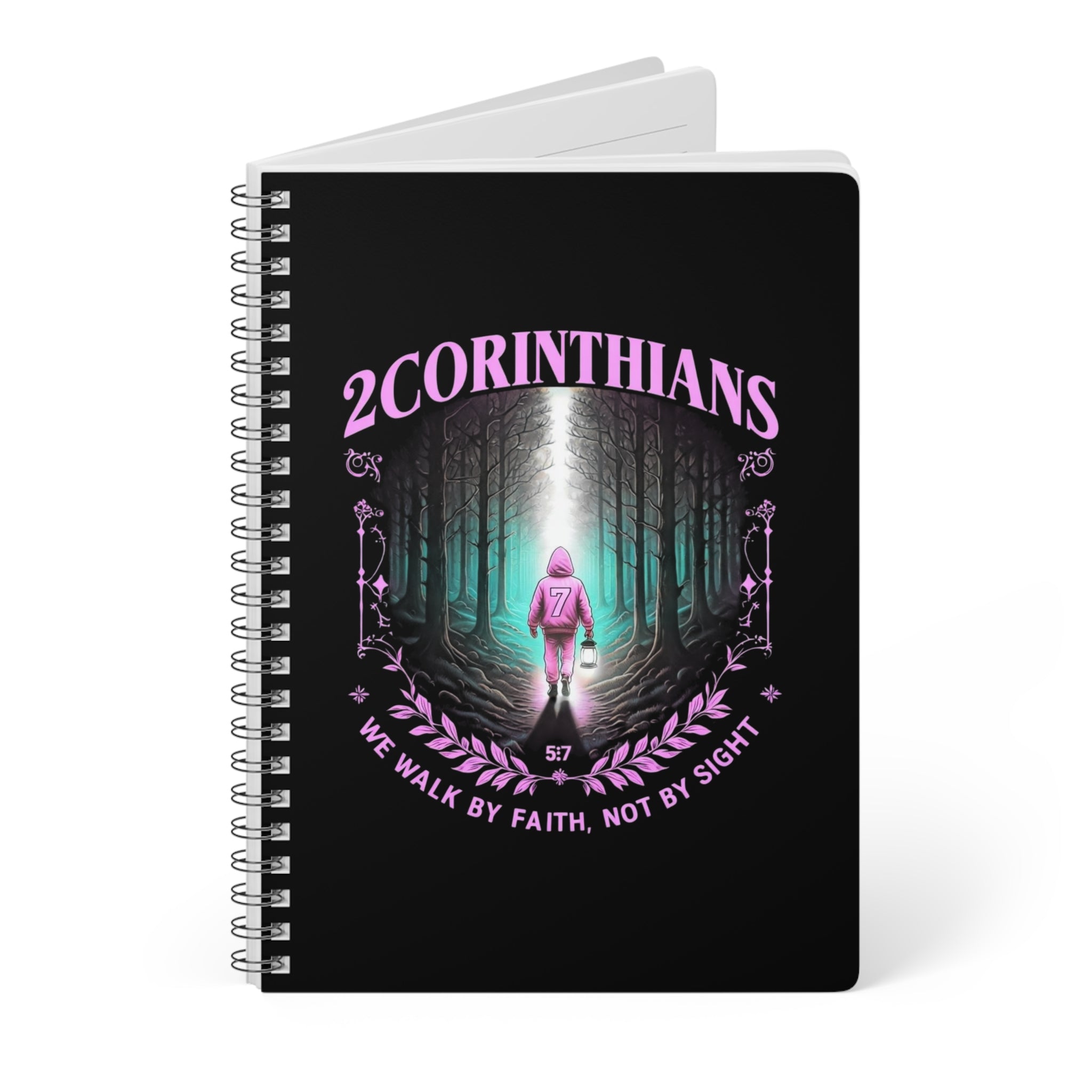 Journal Wirobound Softcover Notebook, A5, 2 Corinthians 5:7 journal, Faith Journal, Bible Verse Notebook, Christian Planner, Inspirational