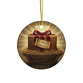 Christmas Ceramic Ornament - Gift Box Design for Holiday Decor