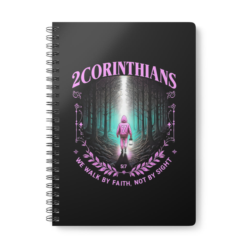 Journal Wirobound Softcover Notebook, A5, 2 Corinthians 5:7 journal, Faith Journal, Bible Verse Notebook, Christian Planner, Inspirational