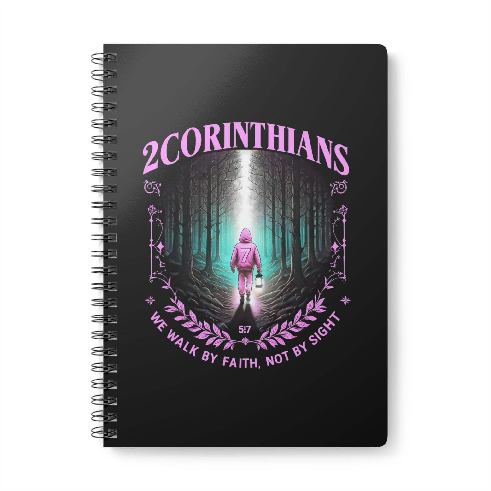 Journal Wirobound Softcover Notebook, A5, 2 Corinthians 5:7 journal, Faith Journal, Bible Verse Notebook, Christian Planner, Inspirational