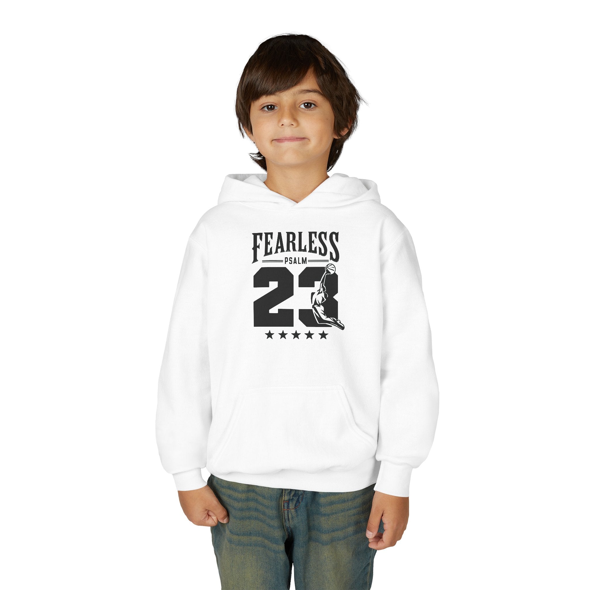 Fearless Youth Hoodie - Psalm 23 Inspirational Sweatshirt, Christian Apparel, Motivational, Gift for Teens, Worship Wear,