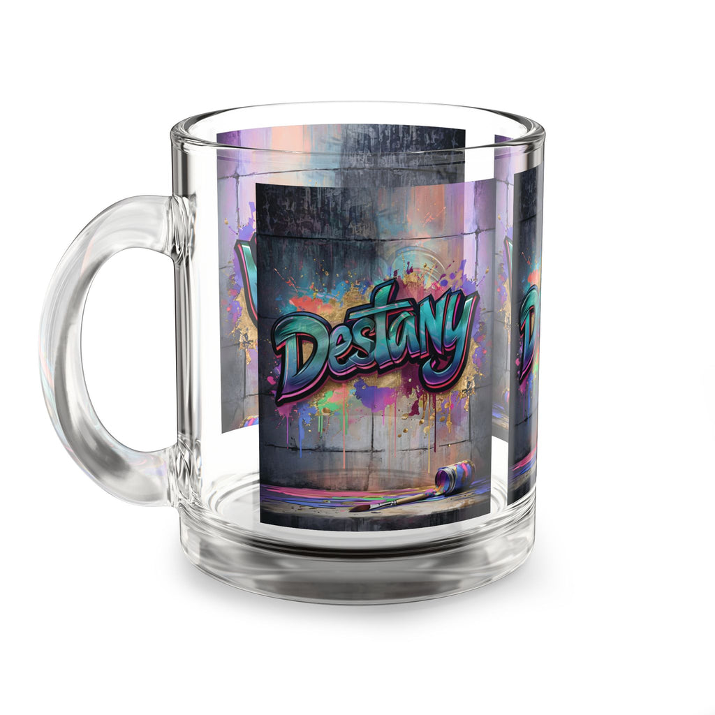 Destany World Splash Artist Glass Mug, 10oz -  Mug, Playful and Vibrant Coffee Cup for Artists and Dreamers, Perfect Gift for Creatives,