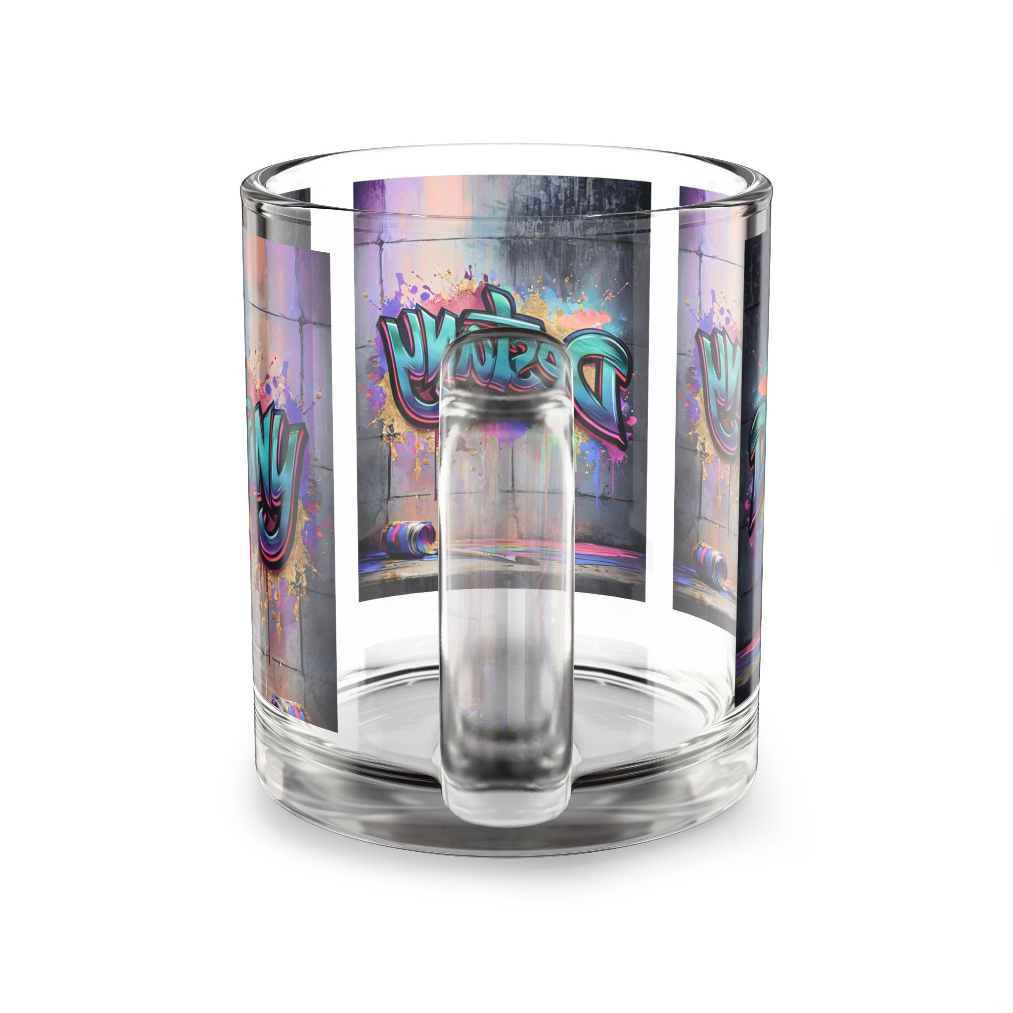 Destany World Splash Artist Glass Mug, 10oz -  Mug, Playful and Vibrant Coffee Cup for Artists and Dreamers, Perfect Gift for Creatives,